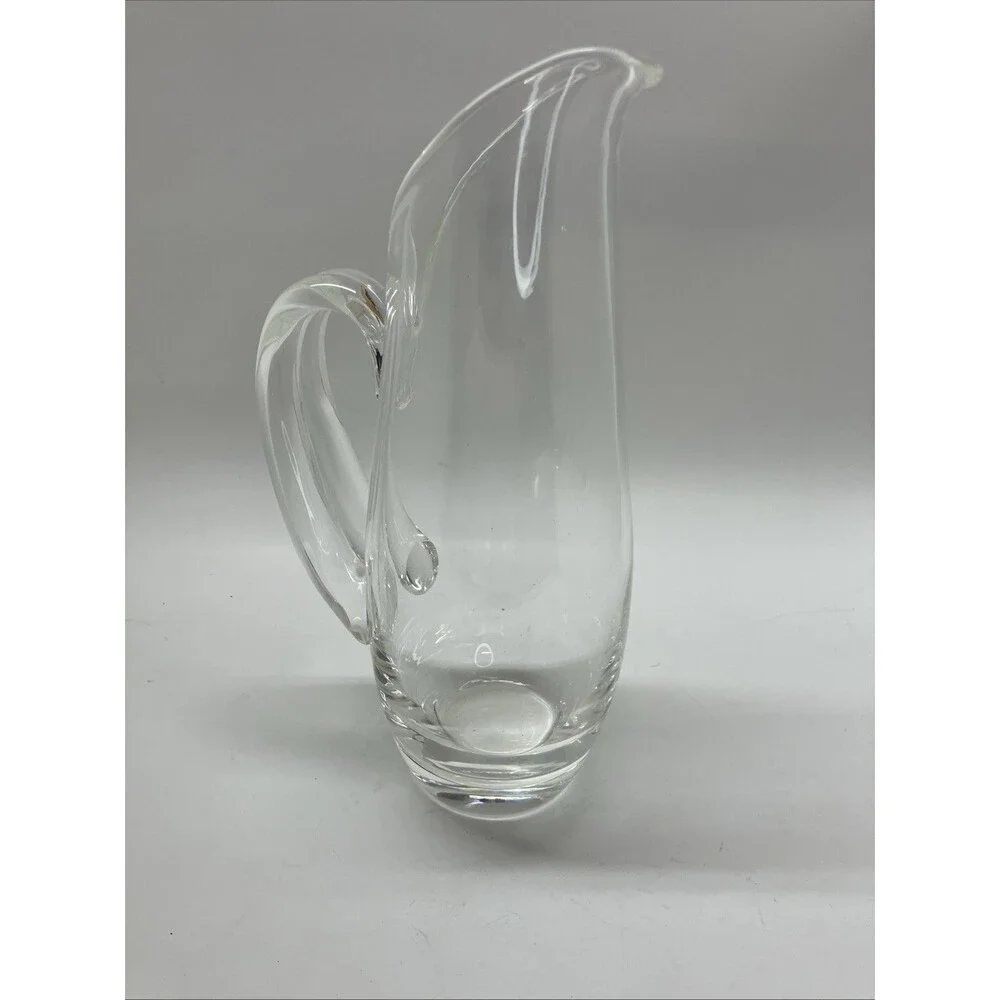 Vintage Steuben Art Glass Crystal Martini 10” Pitcher w/ Split Handle 8077